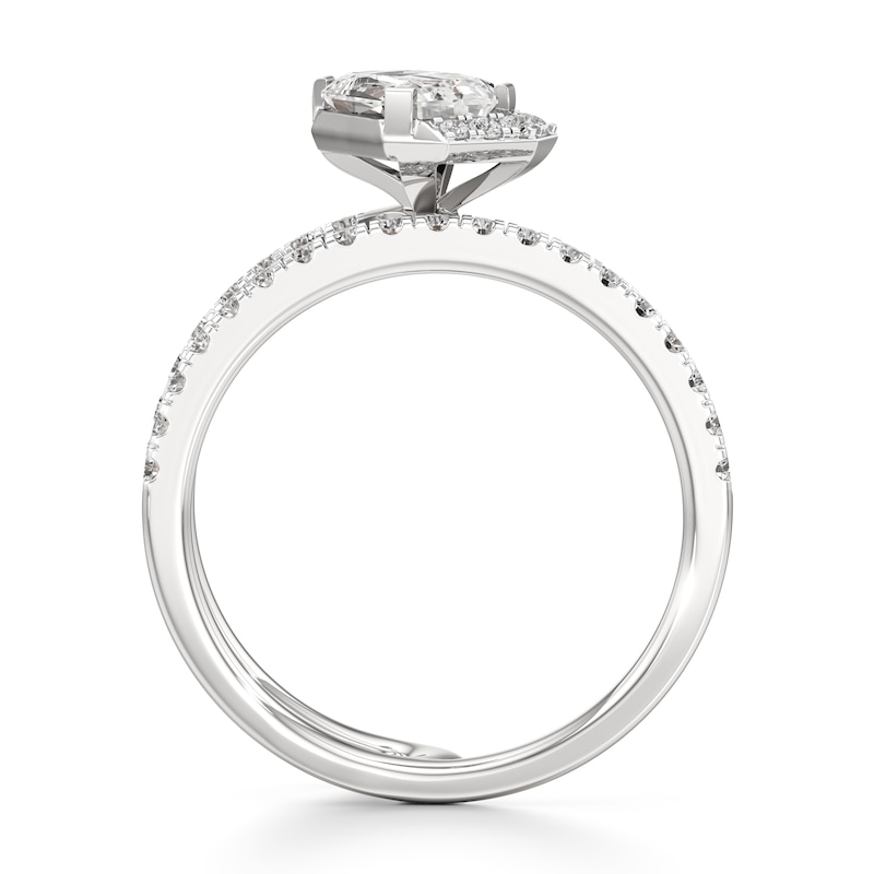 Main Image 2 of J'Lure Imperial-Emerald Step-Cut Lab-Grown Diamond Spiral Engagement Ring 1-3/8 ct tw 18K White Gold