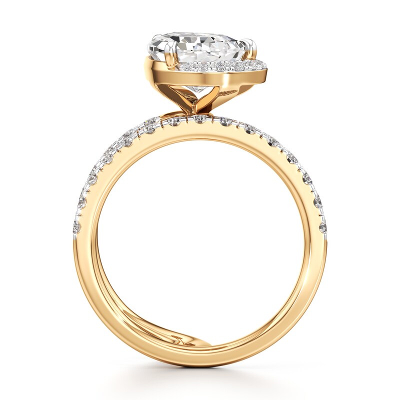Main Image 2 of J'Lure Pear Step-Cut Lab-Created Diamond Spiral Engagement Ring 3-3/4 ct tw 18K Yellow Gold