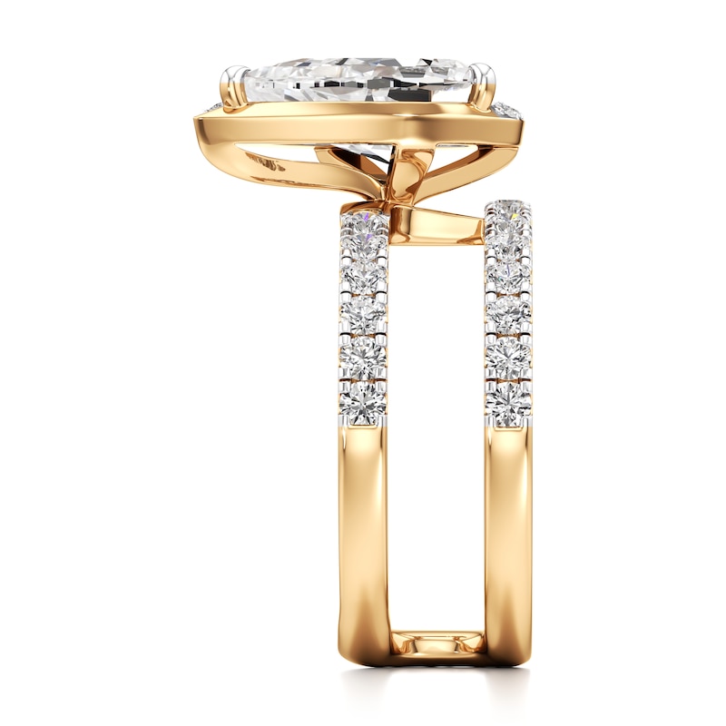 Main Image 3 of J'Lure Pear Step-Cut Lab-Created Diamond Spiral Engagement Ring 3-3/4 ct tw 18K Yellow Gold