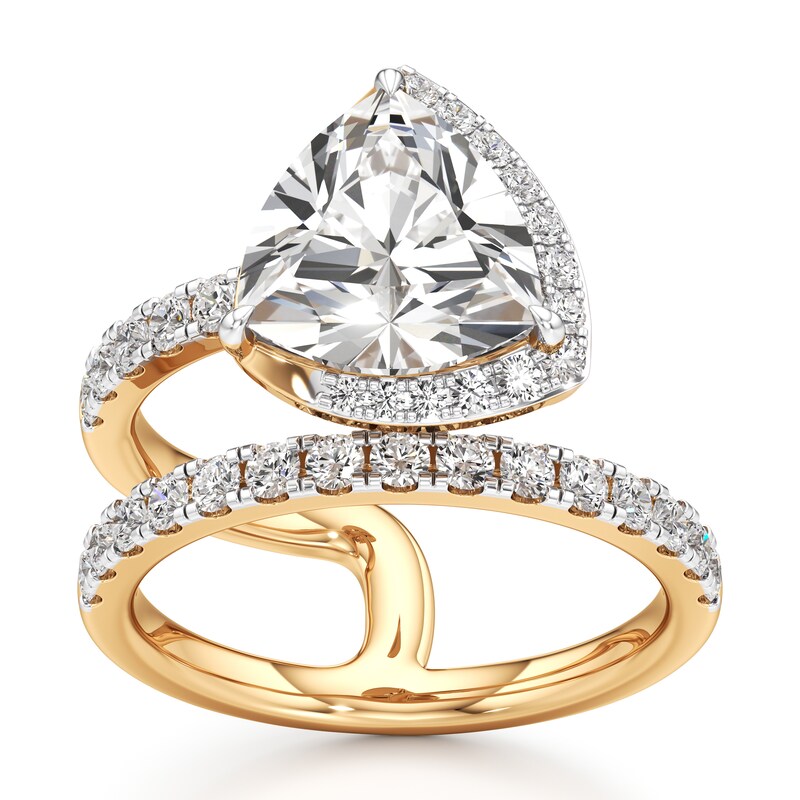 Main Image 1 of J'Lure Trillion Curved Brilliant-Cut Lab-Grown Diamond Spiral Engagement Ring 3-3/4 ct tw 18K Yellow Gold
