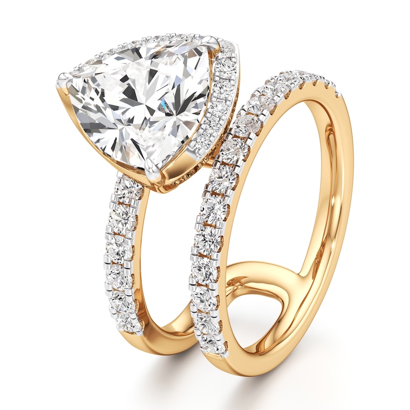 Main Image 4 of J'Lure Trillion Curved Brilliant-Cut Lab-Grown Diamond Spiral Engagement Ring 3-3/4 ct tw 18K Yellow Gold
