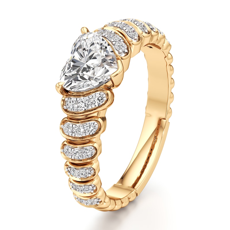 Main Image 4 of J'Lure Heart Brilliant-Cut Lab-Grown Diamond Engagement Ring 1-1/6 ct tw 18K Yellow Gold