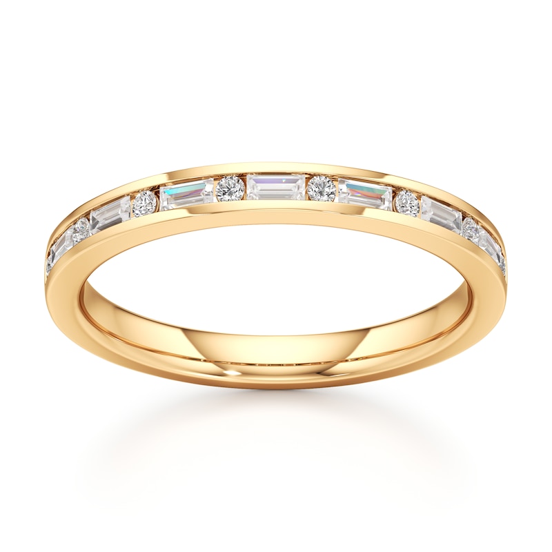 Main Image 1 of J'Lure Baguette & Round-Cut Lab-Grown Diamond Wedding Band 1/3 ct tw 18K Yellow Gold