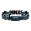 Thumbnail Image 1 of Men's Bar Link Chain Bracelet Black & Blue Ion-Plated Stainless Steel 8.5"