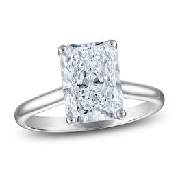 Radiant-Cut Lab-Grown Diamond Solitaire Plus Engagement Ring 3 ct tw 14K White Gold (VS2/F)