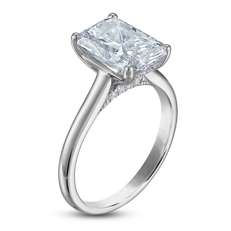 Main Image 2 of Radiant-Cut Lab-Grown Diamond Solitaire Plus Engagement Ring 3 ct tw 14K White Gold (VS2/F)