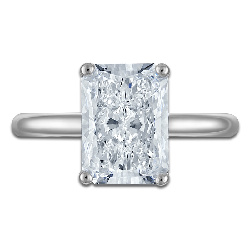 Main Image 3 of Radiant-Cut Lab-Grown Diamond Solitaire Plus Engagement Ring 3 ct tw 14K White Gold (VS2/F)