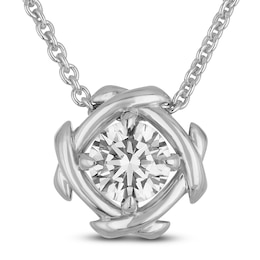 Unspoken Diamond Solitaire Necklace 1 ct tw 14K White Gold 18" (I1/I)