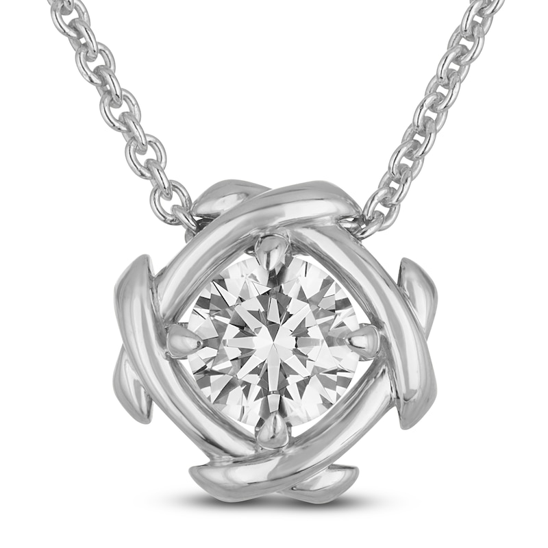 Main Image 1 of Unspoken Diamond Solitaire Necklace 1 ct tw 14K White Gold 18" (I1/I)