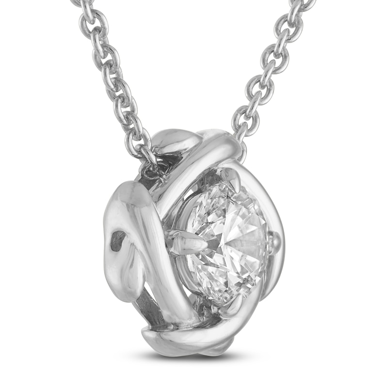 Main Image 2 of Unspoken Diamond Solitaire Necklace 1 ct tw 14K White Gold 18" (I1/I)