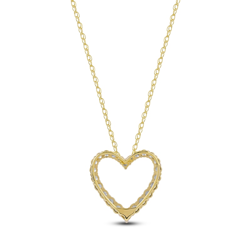 Main Image 3 of Lab-Grown Diamond Graduated Open-Heart Necklace 1/2 ct tw 14K Yellow Gold 18"