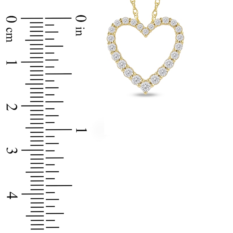 Main Image 4 of Lab-Grown Diamond Graduated Open-Heart Necklace 1/2 ct tw 14K Yellow Gold 18"