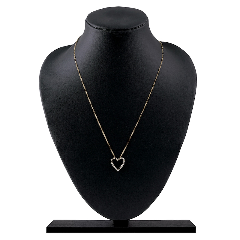 Main Image 5 of Lab-Grown Diamond Graduated Open-Heart Necklace 1/2 ct tw 14K Yellow Gold 18"
