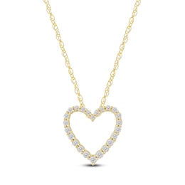 Lab-Grown Diamond Graduated Open Heart Necklace 1/4 ct tw 14K Yellow Gold 18"