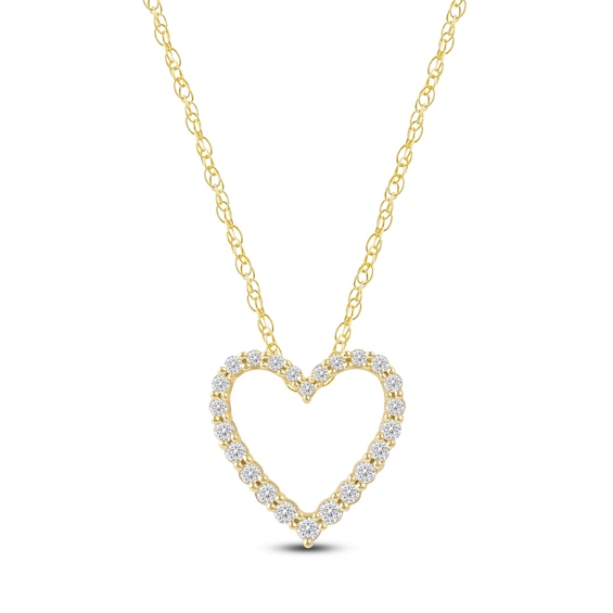 Jared Signature Lab-Grown Diamond Graduated Open Heart Necklace 1/4 ct tw 14K Yellow Gold 18"