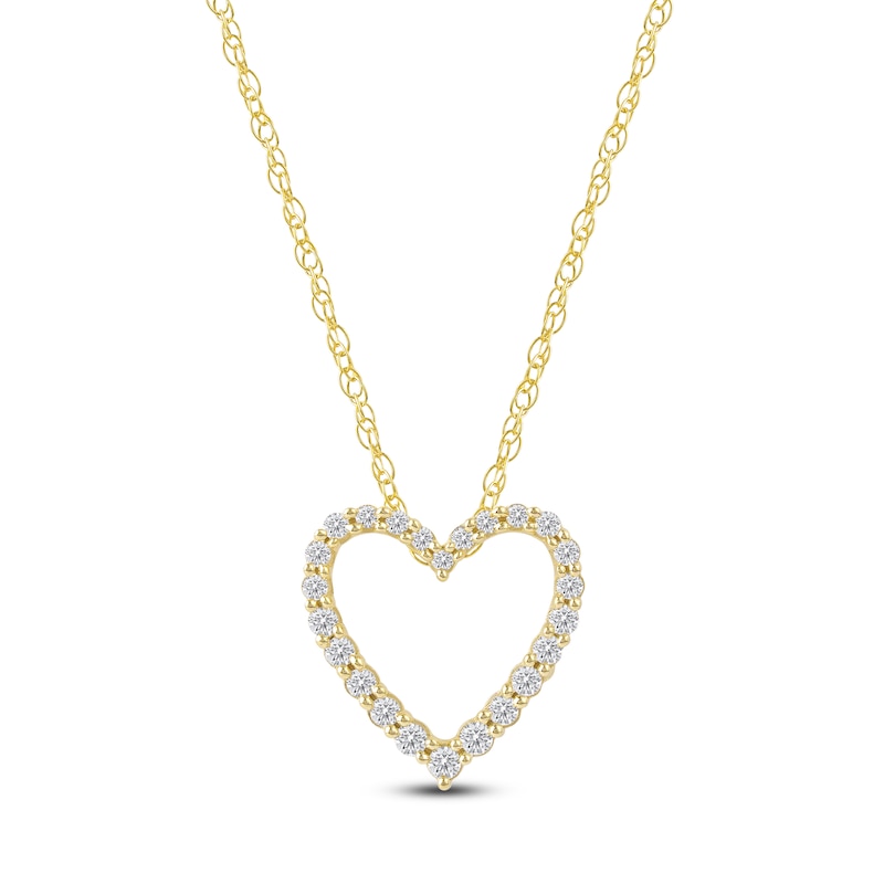Main Image 1 of Lab-Grown Diamond Graduated Open Heart Necklace 1/4 ct tw 14K Yellow Gold 18"