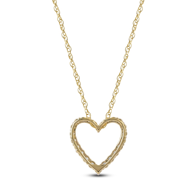 Main Image 3 of Lab-Grown Diamond Graduated Open Heart Necklace 1/4 ct tw 14K Yellow Gold 18"