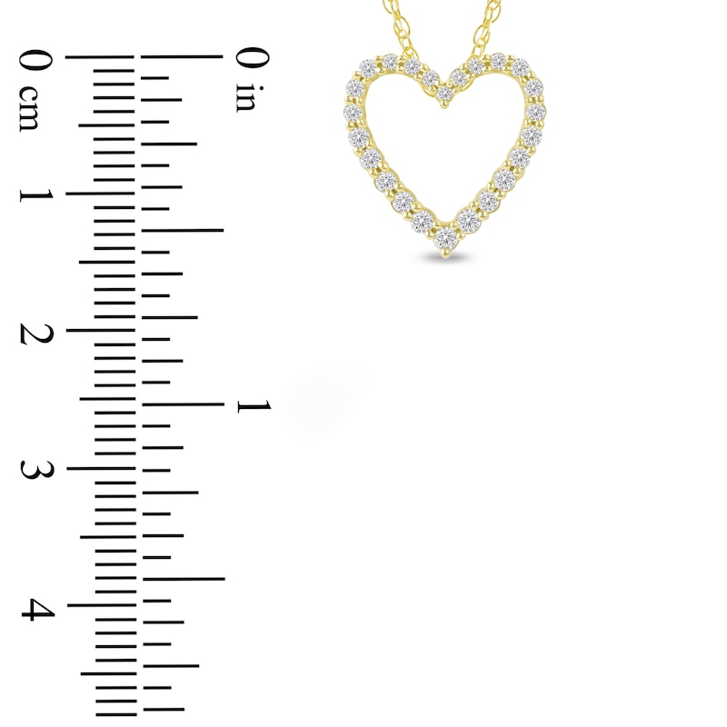 Main Image 4 of Lab-Grown Diamond Graduated Open Heart Necklace 1/4 ct tw 14K Yellow Gold 18"