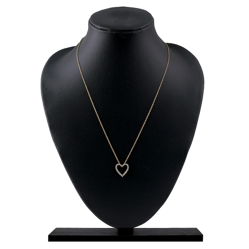 Main Image 5 of Lab-Grown Diamond Graduated Open Heart Necklace 1/4 ct tw 14K Yellow Gold 18"
