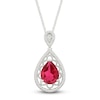 Thumbnail Image 1 of Pear-Shaped Lab-Created Ruby & Diamond Filigree Necklace 1/10 ct tw Sterling Silver 18"