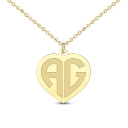 Initial Heart Necklace 24K Yellow Gold-Plated Sterling Silver 18"