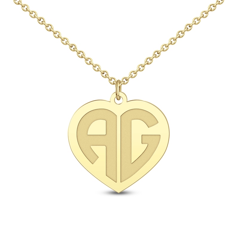 Main Image 1 of Initial Heart Necklace 24K Yellow Gold-Plated Sterling Silver 18"