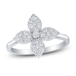 Multi-Diamond Pavé Flower Ring 3/8 ct tw 10K White Gold
