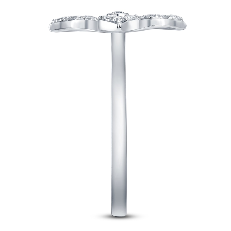 Main Image 3 of Multi-Diamond Pavé Flower Ring 3/8 ct tw 10K White Gold