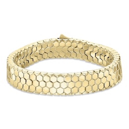 Men's Honeycomb Link Bracelet 14K Yellow Gold-Plated Stainless Steel 8"