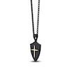 Thumbnail Image 2 of Men's Hammered Shield & Cross Necklace Black & Yellow Ion-Plated Stainless Steel 24"