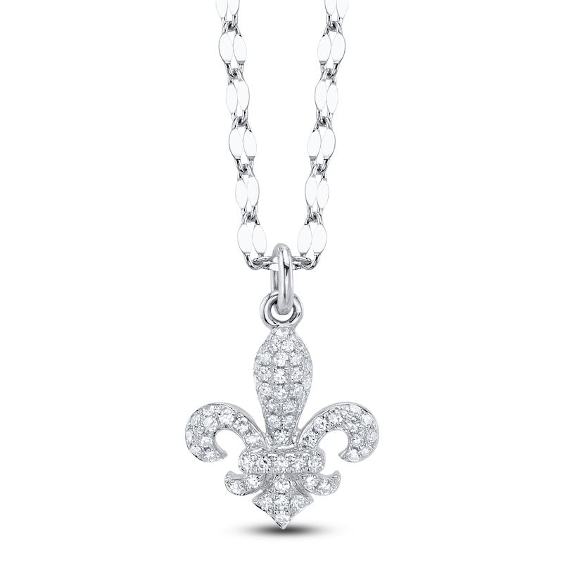 Main Image 1 of Shy Creation Diamond Pavé Fleur-de-Lis Necklace 1/8 ct tw 14K White Gold 18" JR55028290