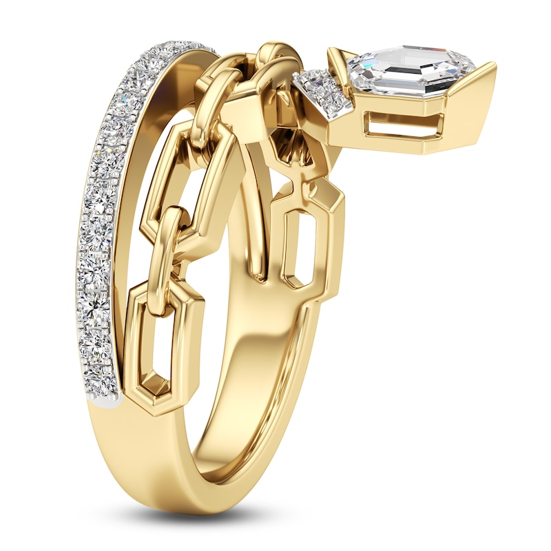 Main Image 3 of J'Lure Hexagon Portrait-Cut Lab-Grown Diamond Chain Link Ring 1 ct tw 14K Yellow Gold