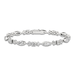 J'Lure Moval Old-Cut, Pentagon Brilliant-Cut & Square Emerald Step-Cut Lab-Grown Diamond Bracelet 8-7/8 ct tw 14K White Gold 7"