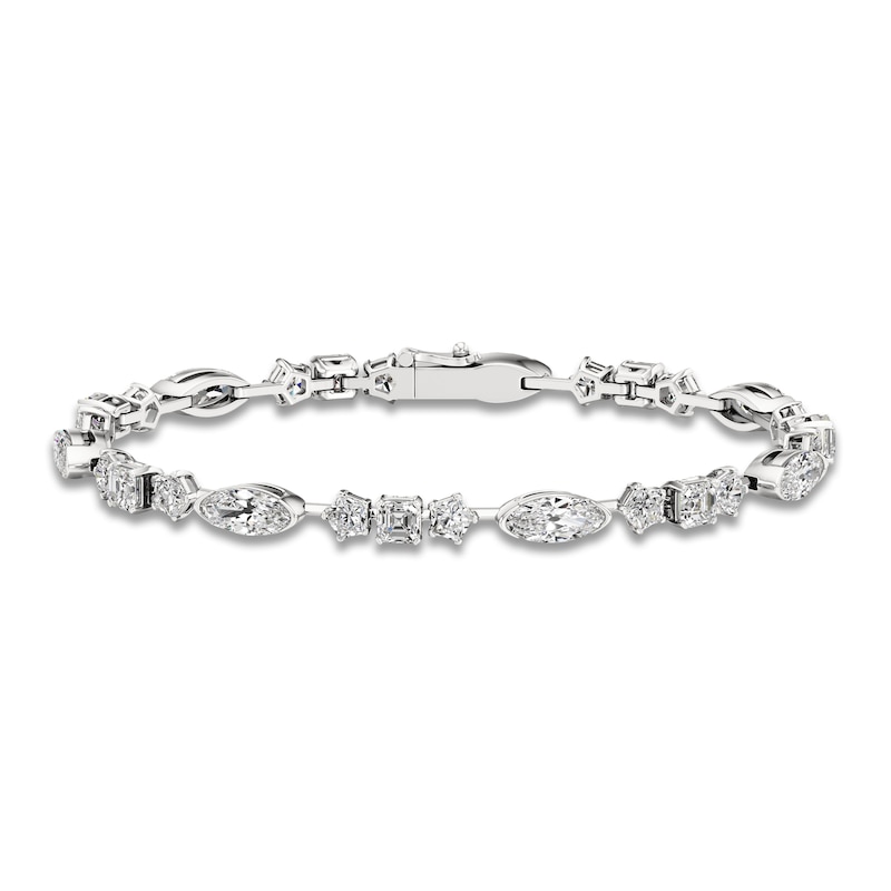 Main Image 1 of J'Lure Moval Old-Cut, Pentagon Brilliant-Cut & Square Emerald Step-Cut Lab-Grown Diamond Bracelet 8-7/8 ct tw 14K White Gold 7"