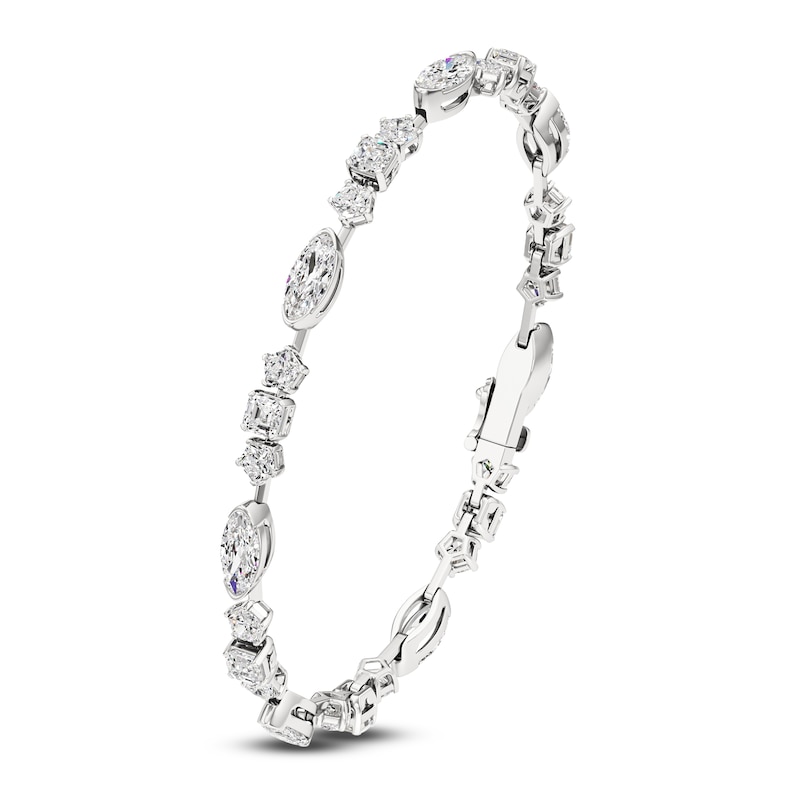 Main Image 2 of J'Lure Moval Old-Cut, Pentagon Brilliant-Cut & Square Emerald Step-Cut Lab-Grown Diamond Bracelet 8-7/8 ct tw 14K White Gold 7"