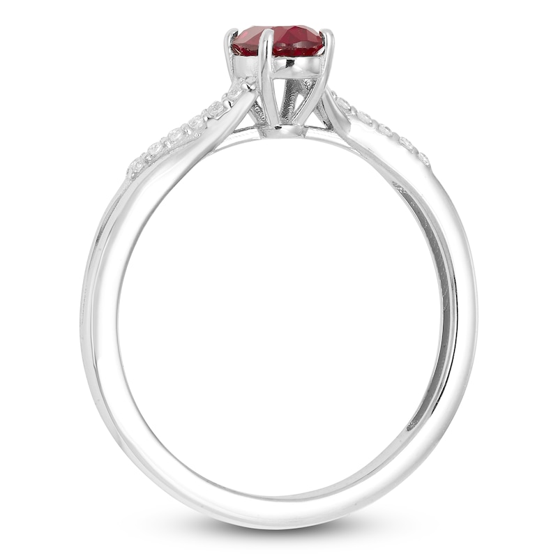 Main Image 2 of Oval-Cut Natural Ruby & Diamond Ring 1/20 ct tw 10K White Gold