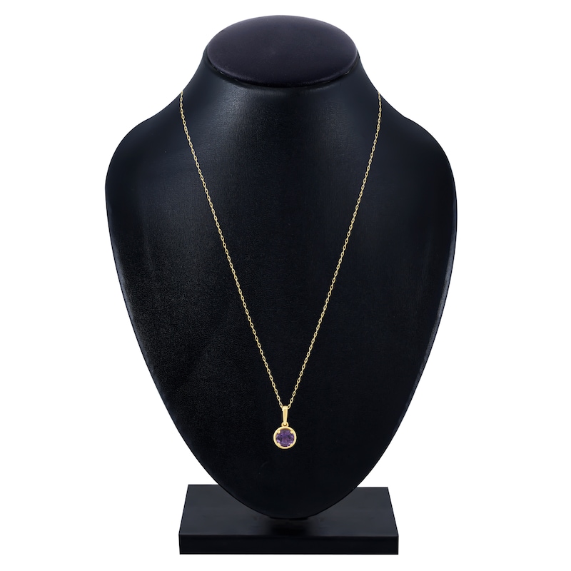 Main Image 3 of Natural Amethyst Solitaire Necklace 10K Yellow Gold 18"