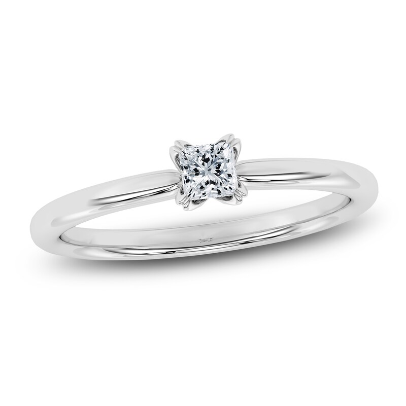 Main Image 1 of Certified Princess-Cut Diamond Solitaire Engagement Ring 1/4 ct tw 14K White Gold (I1/I)