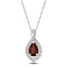 Thumbnail Image 1 of Pear-Shaped Natural Garnet & White Lab-Created Sapphire Teardrop Halo Necklace Sterling Silver 18"