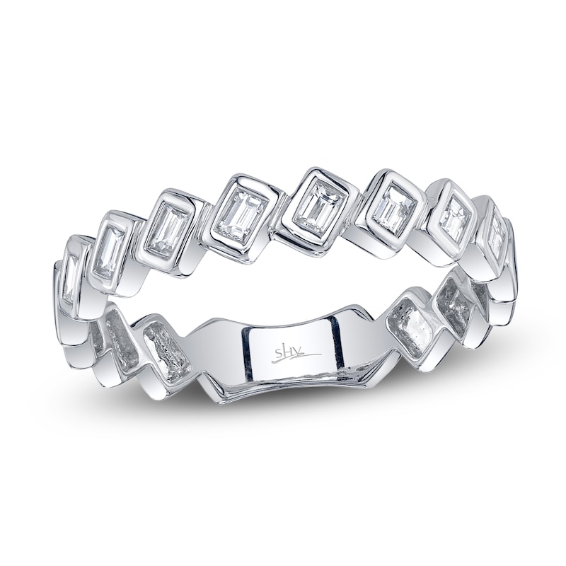 Main Image 1 of Shy Creation Tilted Baguette-Cut Diamond Ring 1/5 ct tw 14K White Gold SC55028486