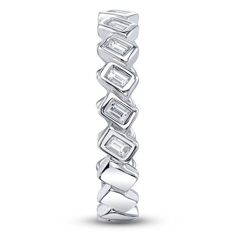 Main Image 4 of Shy Creation Tilted Baguette-Cut Diamond Ring 1/5 ct tw 14K White Gold SC55028486