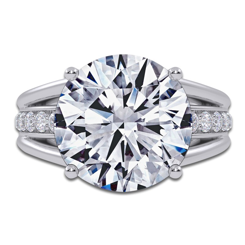 Main Image 3 of Round-Cut Lab-Grown Diamond Hidden Halo Engagement Ring 5-1/2 ct tw 14K White Gold