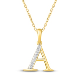 Diamond Initial A Necklace 1/20 ct tw 10K Yellow Gold 18"