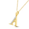 Thumbnail Image 2 of Diamond Initial A Necklace 1/20 ct tw 10K Yellow Gold 18"