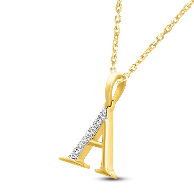 Main Image 2 of Diamond Initial A Necklace 1/20 ct tw 10K Yellow Gold 18"