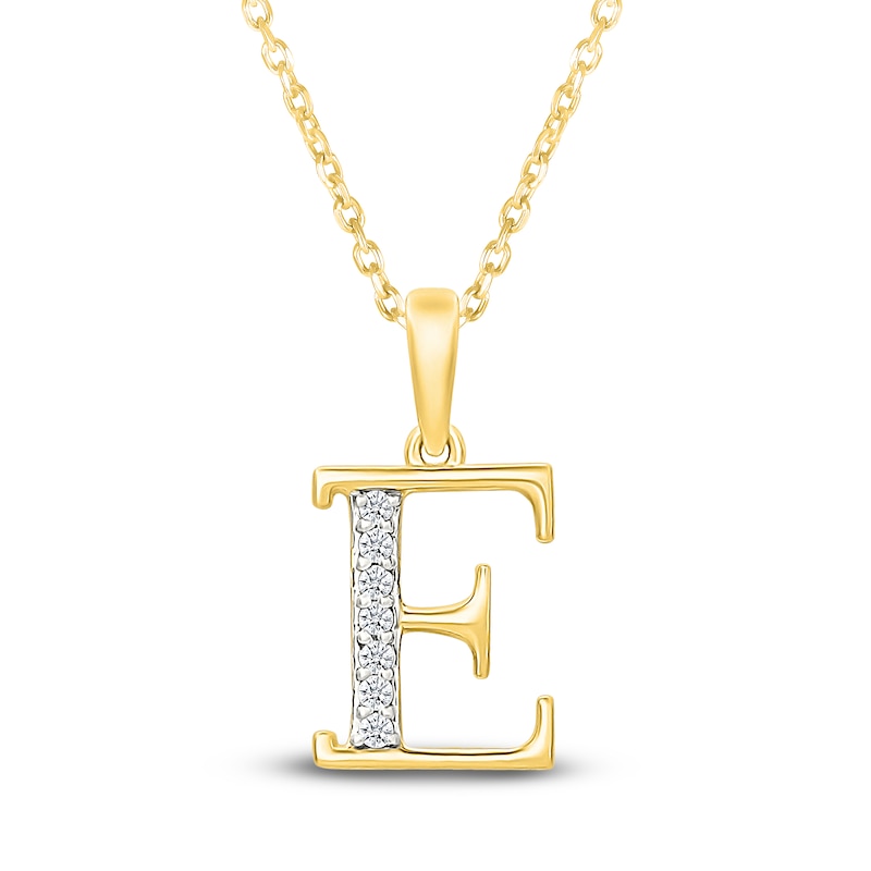 Main Image 1 of Diamond Initial E Necklace 1/20 ct tw 10K Yellow Gold 18"