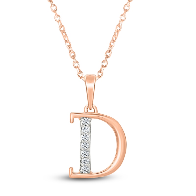 Main Image 1 of Diamond Initial D Necklace 1/20 ct tw 10K Rose Gold 18"