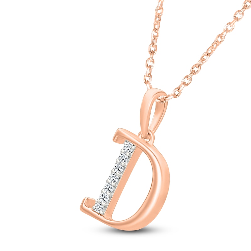 Main Image 2 of Diamond Initial D Necklace 1/20 ct tw 10K Rose Gold 18"