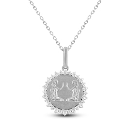 Diamond Zodiac Gemini Necklace 1/4 ct tw Sterling Silver 18"