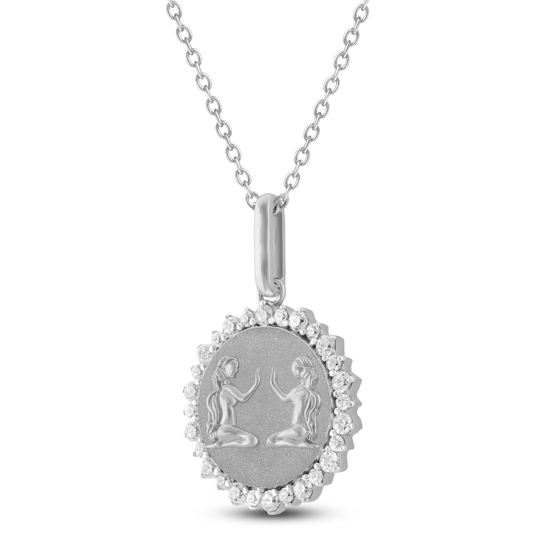 Main Image 3 of Diamond Zodiac Gemini Necklace 1/4 ct tw Sterling Silver 18"